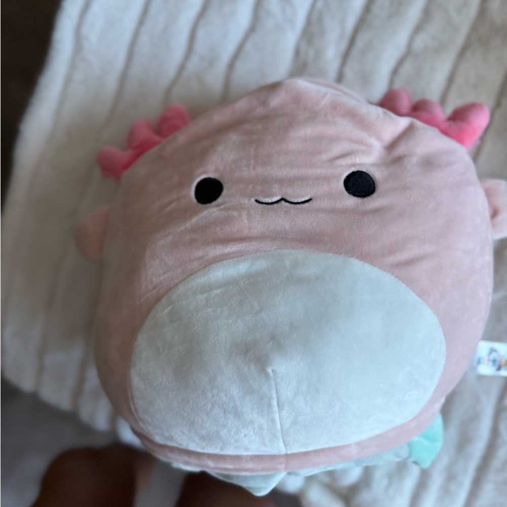Pink and White Plush Axolotl Toy